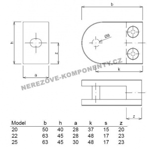 Kruhový držiak skla zábradlia - model 20 HS