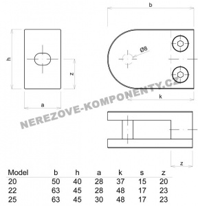 Držák skla kulatý - model 25 HS