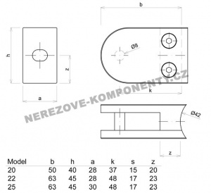 KRUHOVÝ DRŽIAK SKLA ZÁBRADLIA - MODEL 22 KS